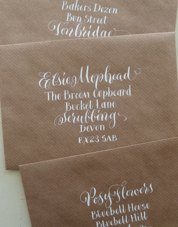 white-quirky-lettering-on-manilla-envelopes-uk