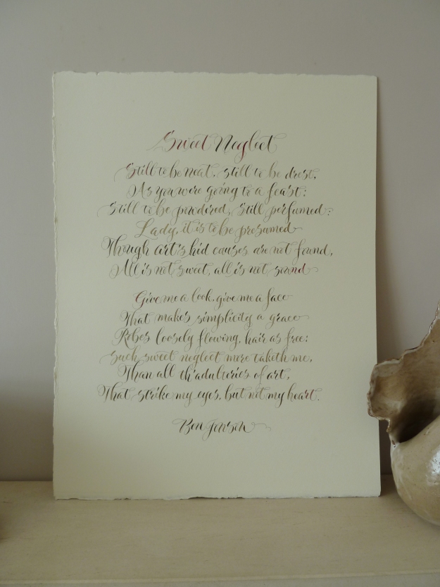 calligraphy-poem-sweet-neglect-by-Ben-Jonson-UK