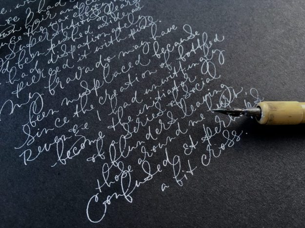 modern-calligraphy-white-ink-on black-paper-fine-art-style-uk